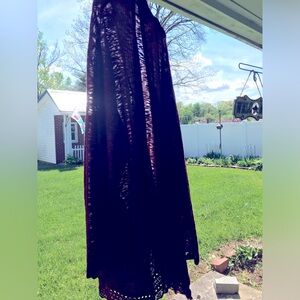 NWT lightweight, long, lace, sweater wrap. Color is burgundy/maroon /cranberry.